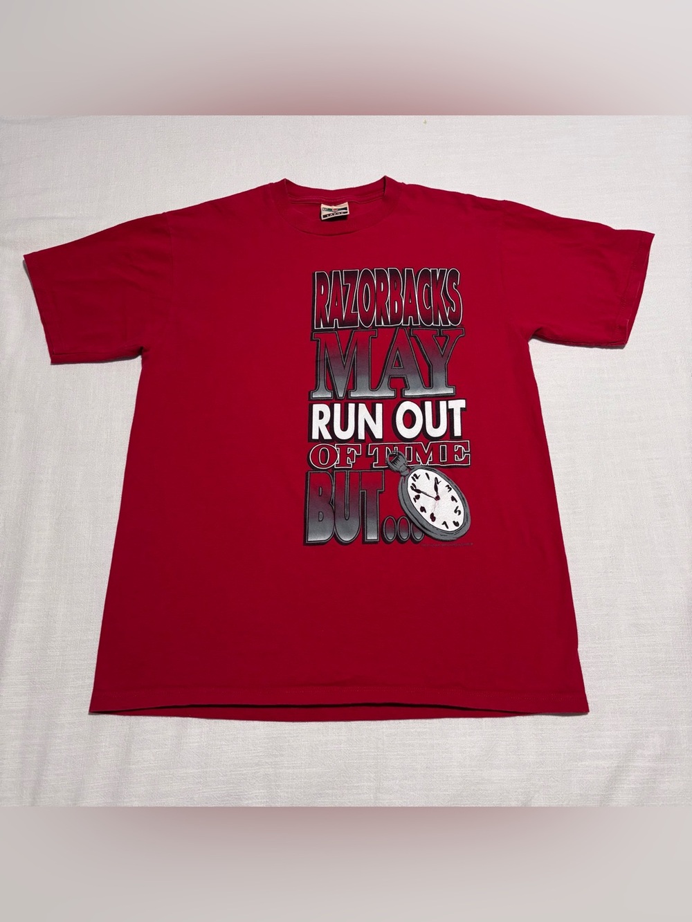 Vintage Red Oak Arkansas Razorbacks “We Are Never Beaten” Tee | Red | Size Large